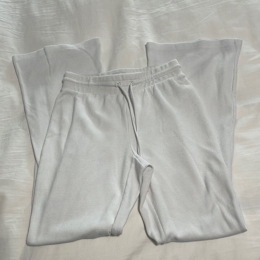 Aritzia Waffle Knit White Pants